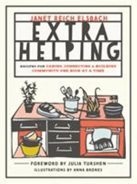 book cover of Extra Helping with cartoon kitchen and kitchen supplies