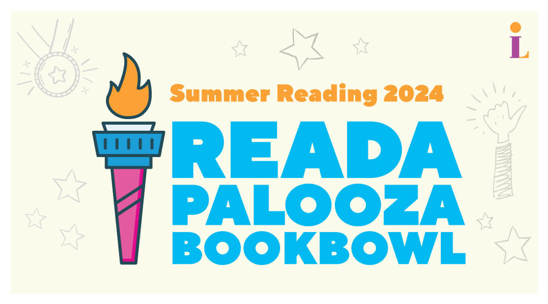Graphic of a torch with blue block letters reading READ-A-PALOOZA BOOK BOWL