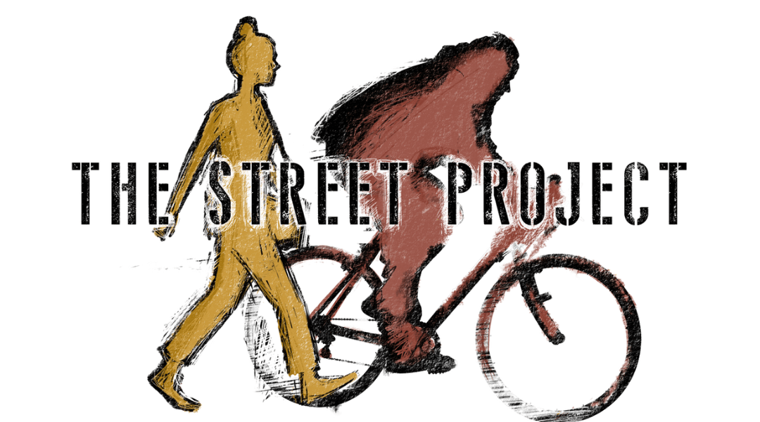 the street project logo with two people - one walking next to one riding a bike