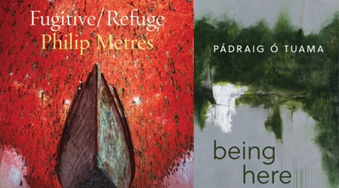 Image of Pádraig Ó Tuama & Philip Metres' book covers next to one another.